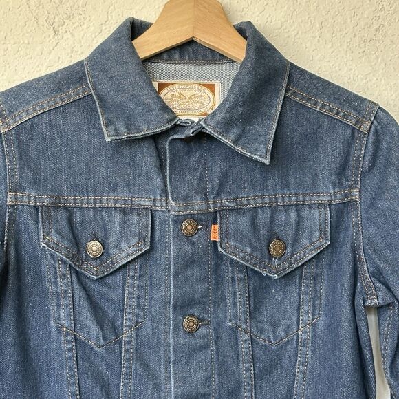 VTG Levi's Strauss Wheat Label 70’s 80’s Orange Tab Denim Cropped Jacket S - Picture 7 of 10